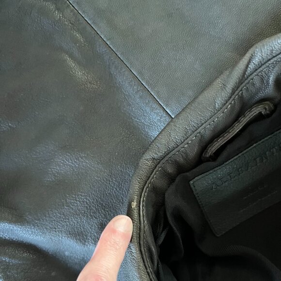 All Saints Varley Leather Jacket - Men's Size L - Dark Brown - Picture 12 of 14